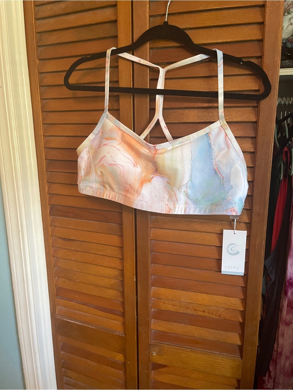 Calme Pastel Marble T-Back Bralette - Multicolor Pastels
